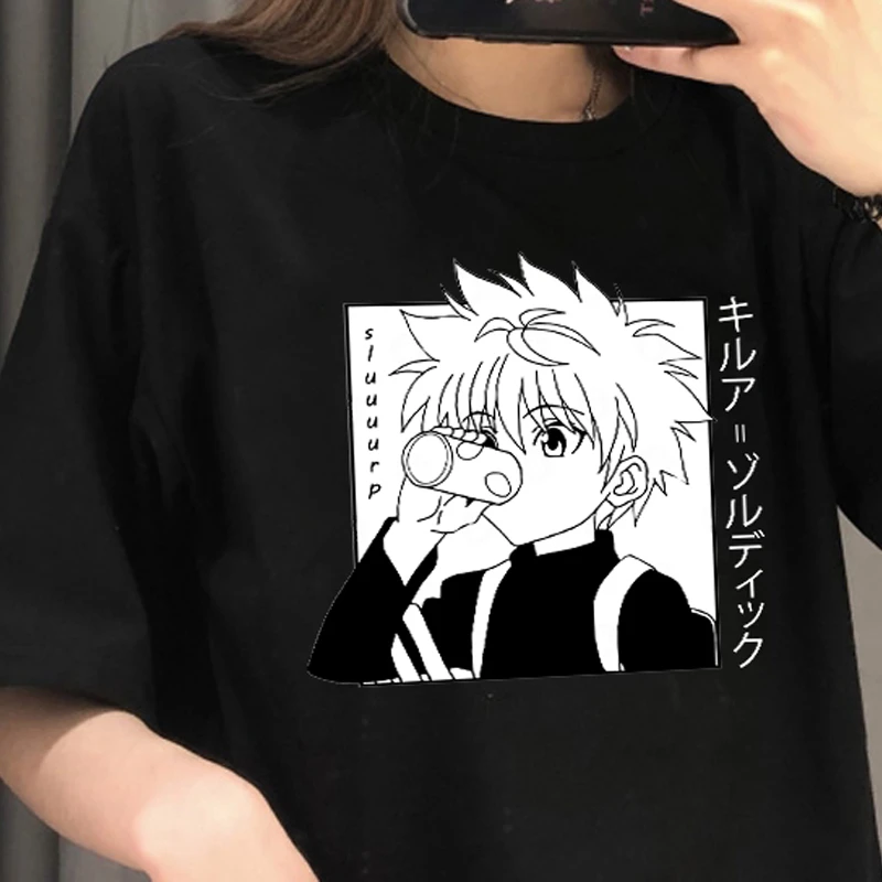 かわいいハンター ハンター女性tシャツキルアzoldyck Tシャツ原宿アニメトップスtシャツ楽しい漫画カジュアルな女性のtシャツ T Shirts Aliexpress
