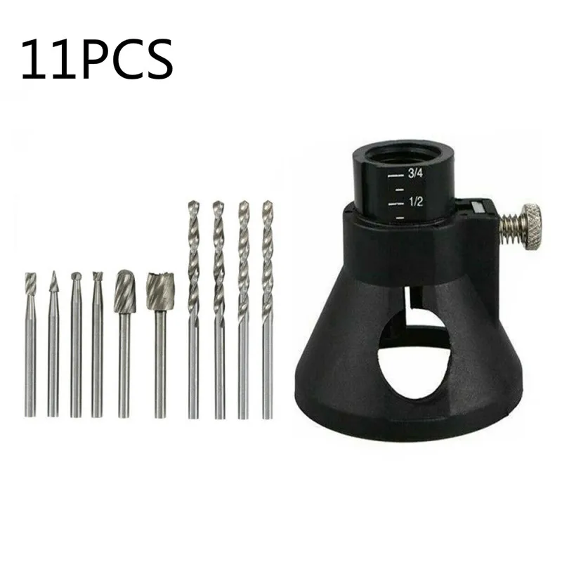 

11PCS Rotary Multi Tool Cutting Guide HSS Router Drill Bit Kit Attachment for Fixing Drill Bit Milling Cutter Dustproof Tough