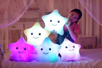 

Hot 35*40cm Kawaii Star Pillow Color Change Luminous Pillow with Led Light Soft Stuffed Animals Doll Toys for Children