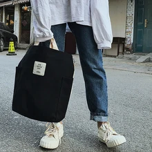 Женская легкая Повседневная сумка на плечо с несколькими карманами, холщовая многоразовая сумка в Корейском стиле, Большая вместительная сумка для покупок, сумки на молнии