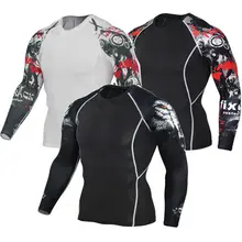 7 видов стилей для мужчин фитнес с длинными рукавами бодибилдинга кожи плотные термокомпрессионные рубашки топ для тренировок плюс размер