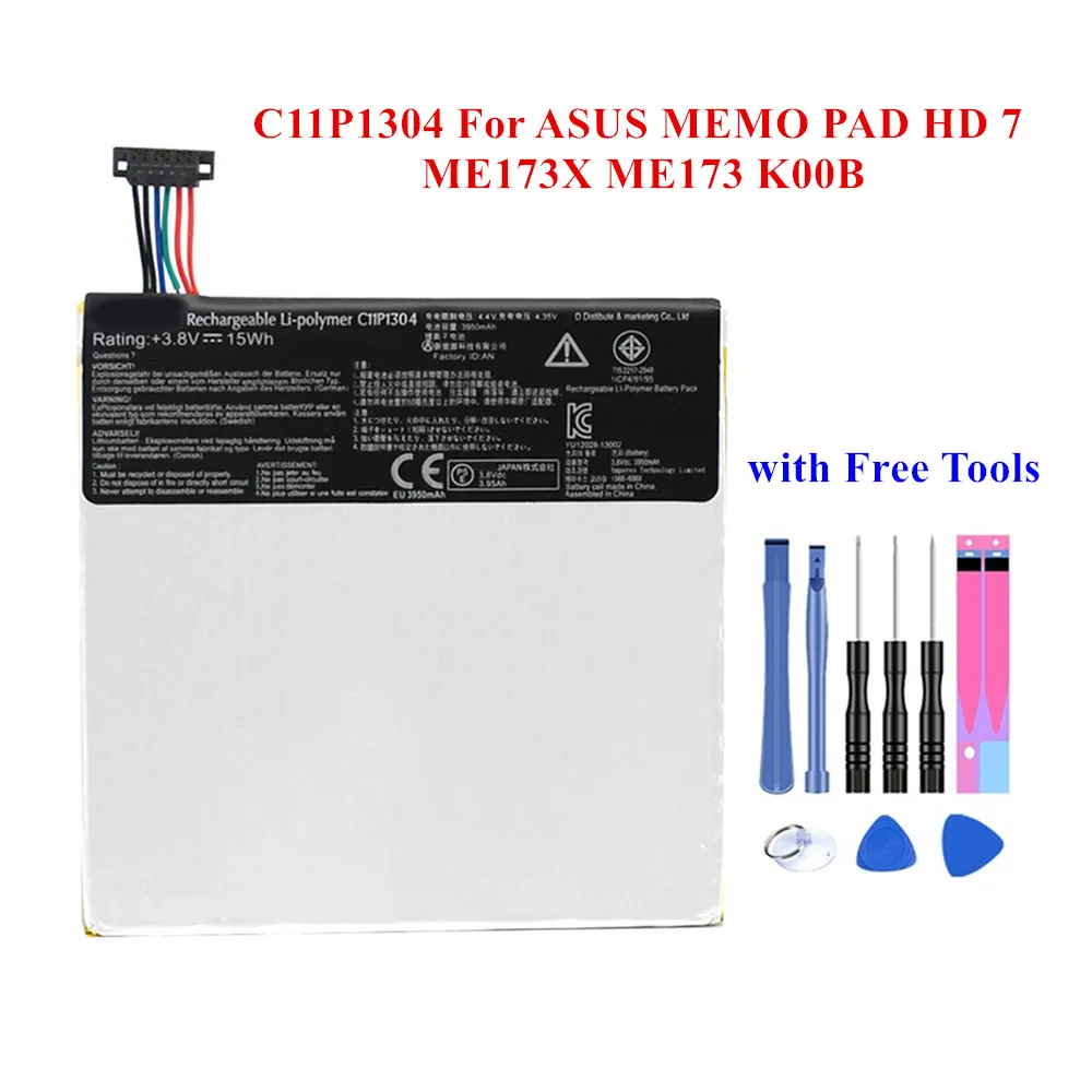 Новый планшетный аккумулятор C11P1304 для Asus Memo Pad HD 7 ME173X HD7 ME173 K00B K00U K00L 3950 мАч полная