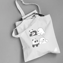 Милая сумка-тоут с принтом животных, три медведя, Холщовая Сумка, Эко сумка для покупок, Повседневная Складная сумка, Большая вместительная Холщовая Сумка для женщин