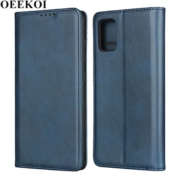 

OEEKOI Calf Stripe Magnetic Snap Wallet Leather Case for Samsung Galaxy A71