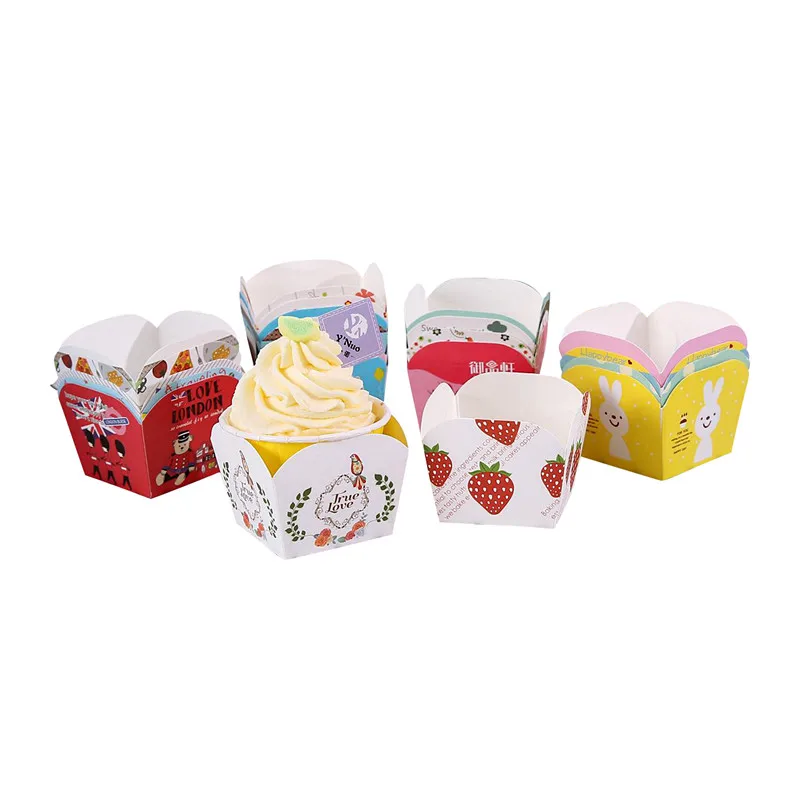 

500pcs Square creative disposable cups small basking bread dessert paper cup party birthday favor cake decor cup paper tray