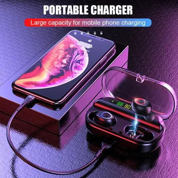 

Wireless Earphone 8D Bluetooth V5.0 Sports Wireless Headphone LED Display Touch Control Stereo Earbuds with Microphone Headset
