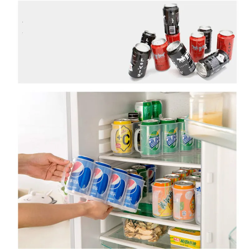US STOCK Home Design Beer Soda Can Storage Holder Fridge Organization Rack Plastic Space