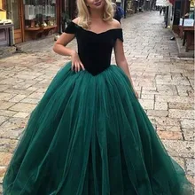 Изумрудно-зеленое бальное платье принцессы пышные платья с открытыми плечами Тюль вечернее платье для выпускного вечера сладкий 16 платья плюс размер