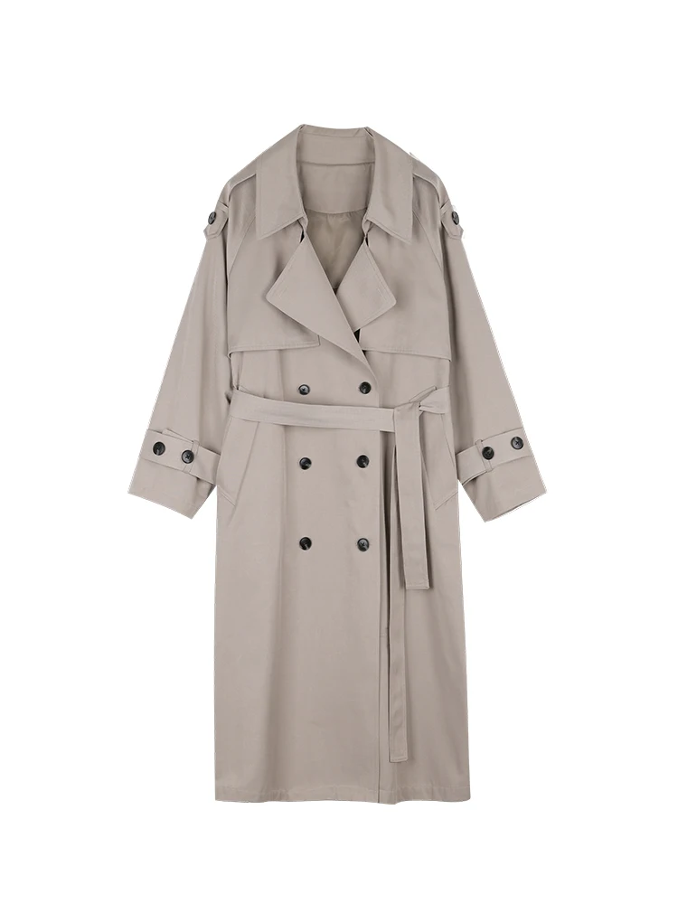 Trench Coat Autumn Women British Style Solid Color