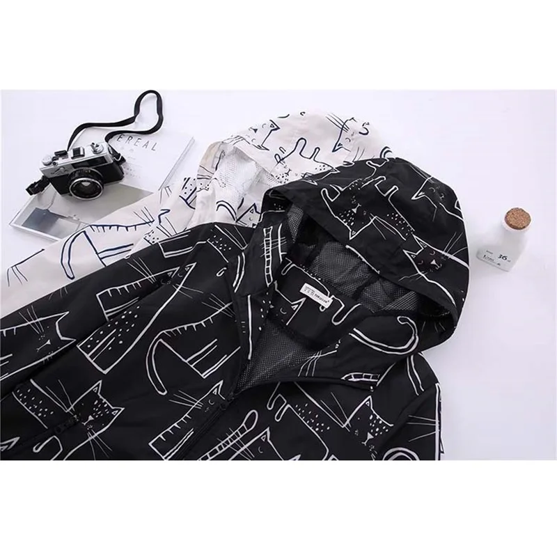Весна осень тонкая куртка пальто для женщин мультфильм Кот горшок Harajuku Kawaii Толстовка граффити бейсбольные куртки пальто Chaqueta Mujer Япония