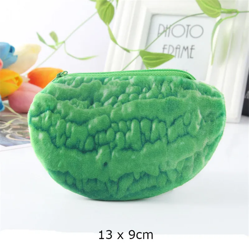 Funny 3D Vegetables Plush Purse Lifelike Carrot Bamboo Shoots Cabbage Streaky Pork Bitter Gourd Kids Hand Pocket Coin Bag Purse (10)