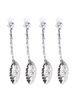 

4pcs/set Mini Vintage Spoons Metal Carved Coffee Tea Spoon Ice Cream Dessert Scoop Tableware Tool Kitchen Accessories
