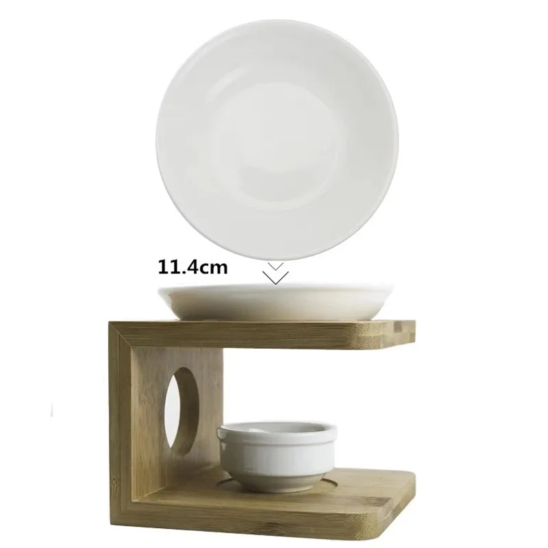 White L Creative Incense Burner with Bamboo Frame Essential Oil Lamps Candle Holder Yoga Censer Aroma Burner Home Night Light Decor - Цвет: White L