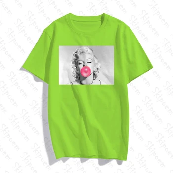 

Marilyn Monroe Blowing Bubbles Tshirt Women Vintage Aesthetic Colorful Cotton Skipoem Short Sleeve Summer Tops Tee Shirt Femme