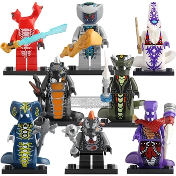 

8pcs/set Lego Ninjago A025-032 Emperor Ice Lloyd Kai Cole Jay Nya vs Pythor Snake Skalidor Set Leader Samurai Block KID TOYS