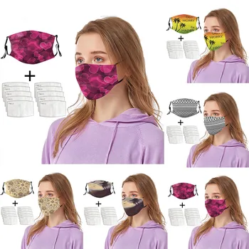 

Fashion 3d Printing Replaceable Filter Chip Face Cover with 10pcs filters Headwear Pollution Mouth Respirator Dust masques