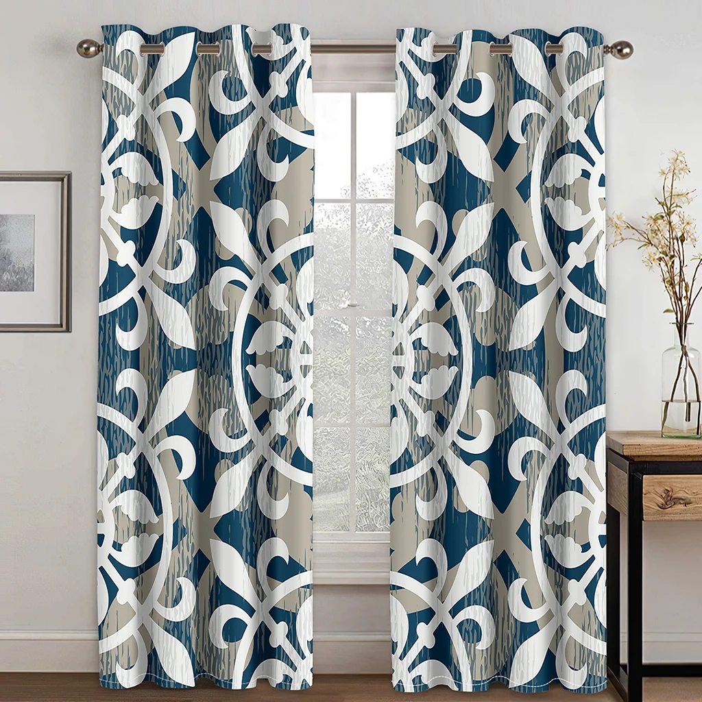 

Boho Floral Window Curtains Original Design Bedroom Living Room Blackout Curtain Decorative Curtains Drapes(2Panels)カーテンCotinas