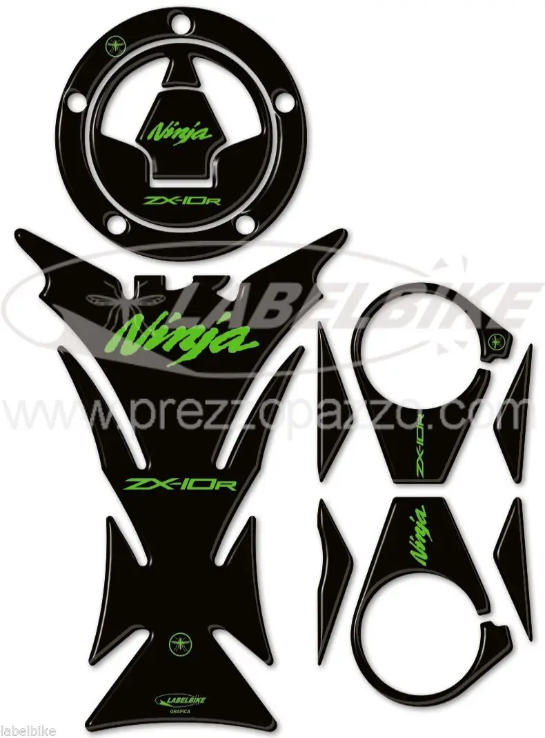 Набор наклеек из смолы гель 3D совместимый x Мотоцикл KAWASAKI ZX10R ZX-10R 2006-2010 |