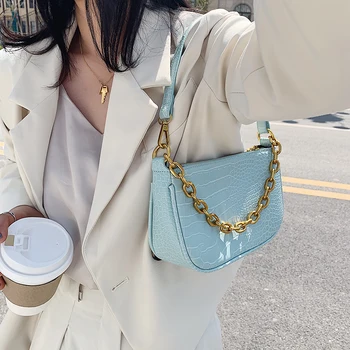 

Small Stone Pattern PU Leather Crossbody Bags For Women 2020 Shoulder Handbags Female Travel Acrylic Chain Armpit bag