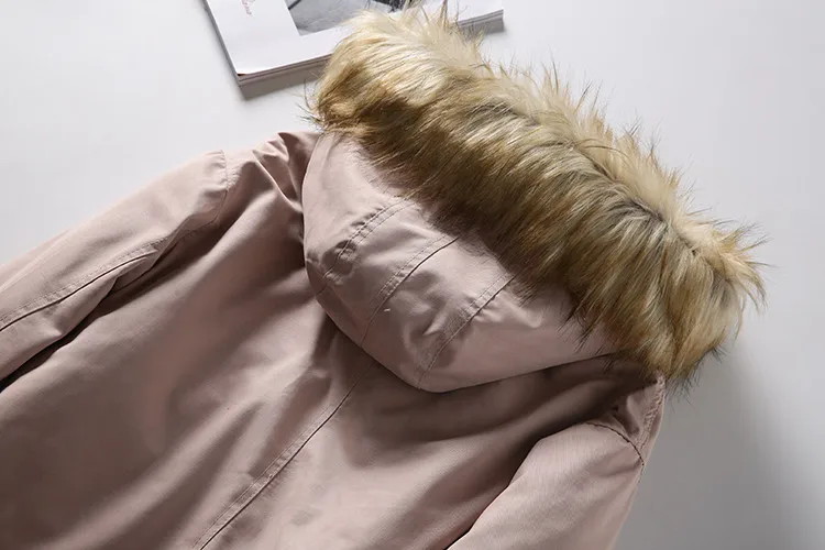 

57ns Large Fur Collar Faux Fur Clothing Hooded Short Pike Coat Cotton-padded Clothes Cotton Coat Three-Color