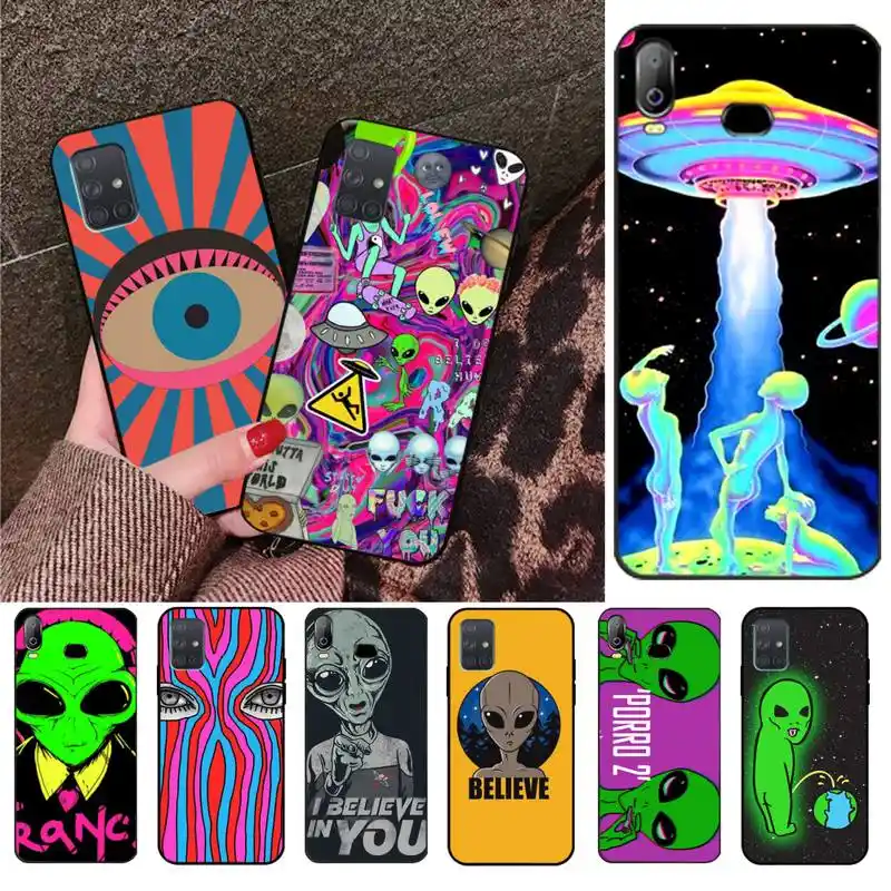 CUTEWANAN Aesthetics Cute Cartoon alien space Coque Shell Phone Case For Samsung A10 A20 A30 A40 A50 A70 A71 A51 A6 A8 2018