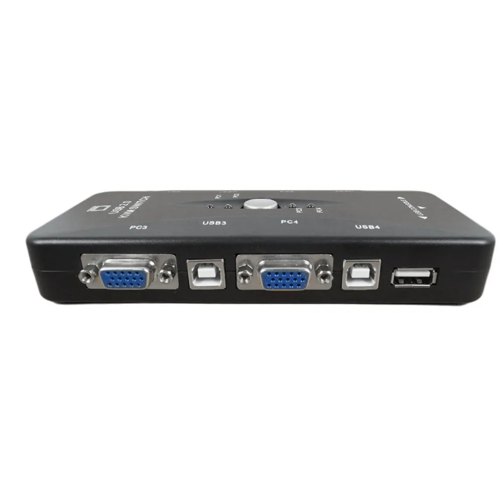4-портовый концентратор USB 2,0 KVM VGA/переключатель SVGA Box адаптер подключается к принтеру Интеллектуальная клавиатура мышь 4 компьютера использование