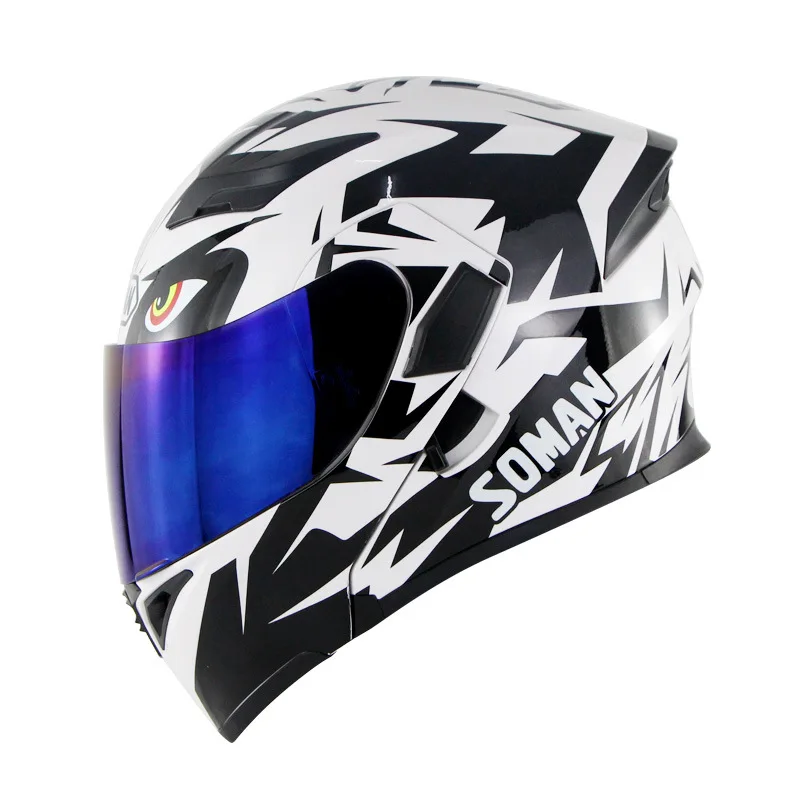 

Motorcycle Helmet Double Lens Modular Helmet Men And Women Outdoor Four Seasons Safe Locomotive Helmet Soman955 Eye in Color