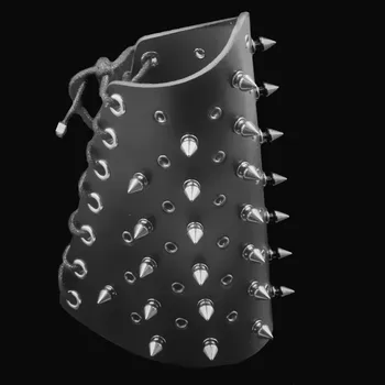 

Golden rivet leather bracelet punk rock cosplay arm armour men women vintage gothic lace-up wide bangles wristband protector