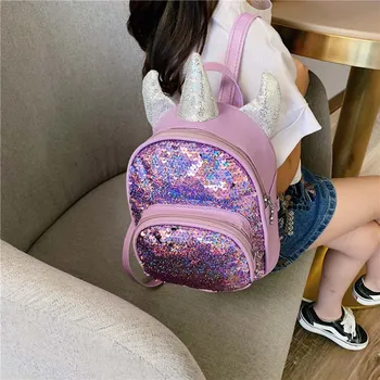 

Cute Glitter Unicorn Backpack, Mini Laser School Bags, Cartoon Schoolbag Travel Backpack For Women Girl