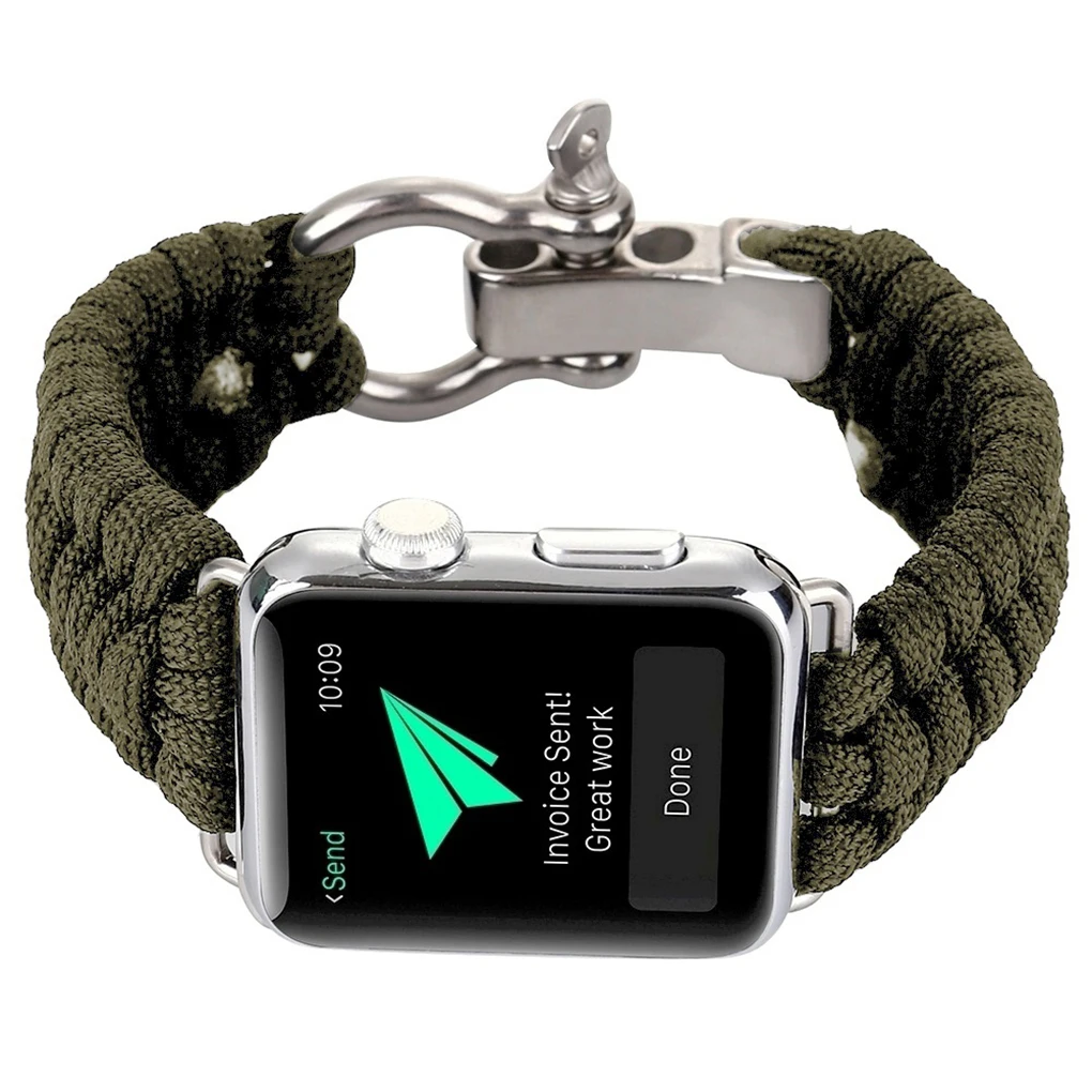 

38mm/42mm Survival Bracelet Stainless Steel Buckle Watch Band Strap Cord Replacement for iWatch