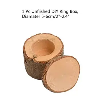 

5-6cm Small Size Handmade Unfinished Blank Wedding Ring Box Natural Wood Jewelry Dispaly DIY Lettering Rustic Ring Box