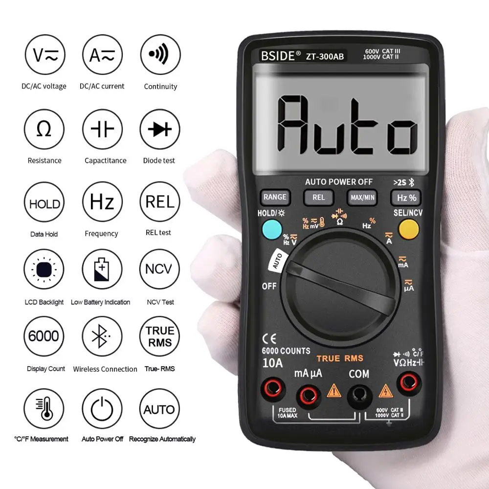US $23.25 Bside Digital Multimeter Wireless Technology Ammeter True Rms Auto Rang Intelligent Analog Voltmeter Capacitor Tester Diy Tool