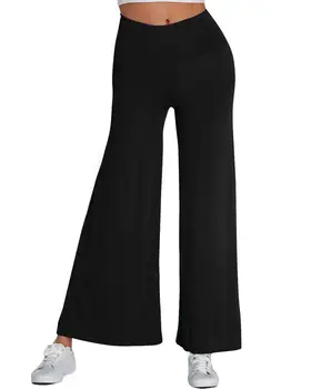 

2019 verano invierno pantalones de pierna ancha mujer Capris Palazzo pantalones de cintura alta pantalones largos de talla