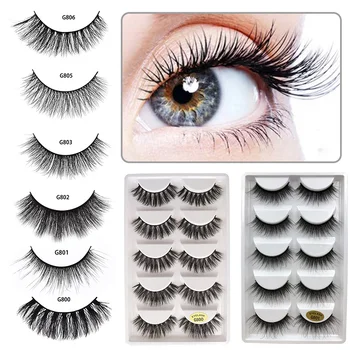 

5Pairs Durable Mink Eyelashes Makeup Kit Multi-size Natural Thick Curl Extension False Eyelashes Makeup Tools
