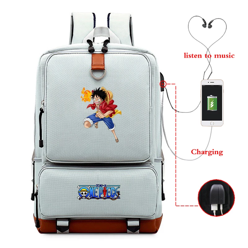 Anime Black Backpack USB Charging Large Capacity Bagpack Unisex School Bags Backpacks Travel Bag for College Bookbag Sac A Dos - Color: Backpack 4