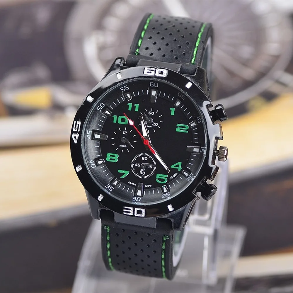 Мужские часы, роскошные Брендовые мужские наручные часы, кварцевые наручные часы, спортивные часы для мужчин, силикагель, модные мужские часы, Relogio Masculino - Цвет: Зеленый