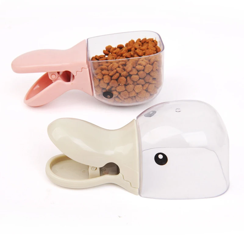 Cute Pet Food Spoon Measuring Cup Multifunction Food Bag Sealing Clip Pet Cat Dog Food Snack