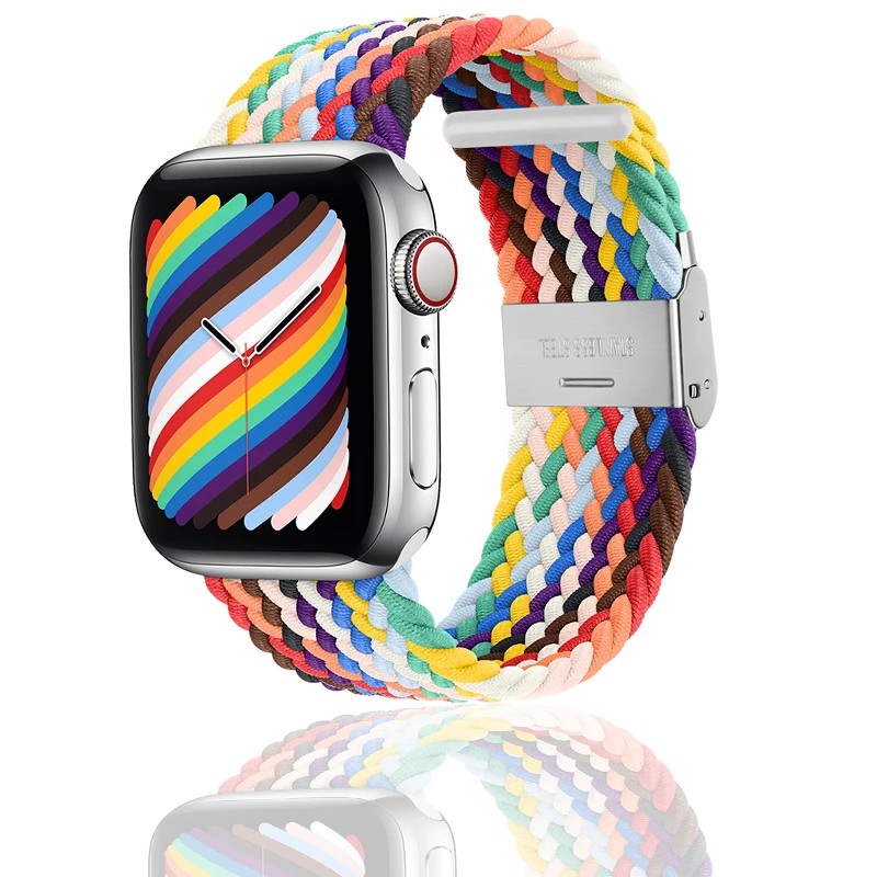 Нейлоновый плетеный браслет для Apple Watch iWatch Series 40 мм 44 38 6/SE/5/4/3 Solo Loop Эластичный