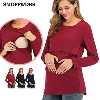 

Women Nursing Shirt Blouse Long Sleeve Maternity Tee Breastfeeding Tops Ladies T-Shirt Loose Pregnancy Casual Clothes T Shirt