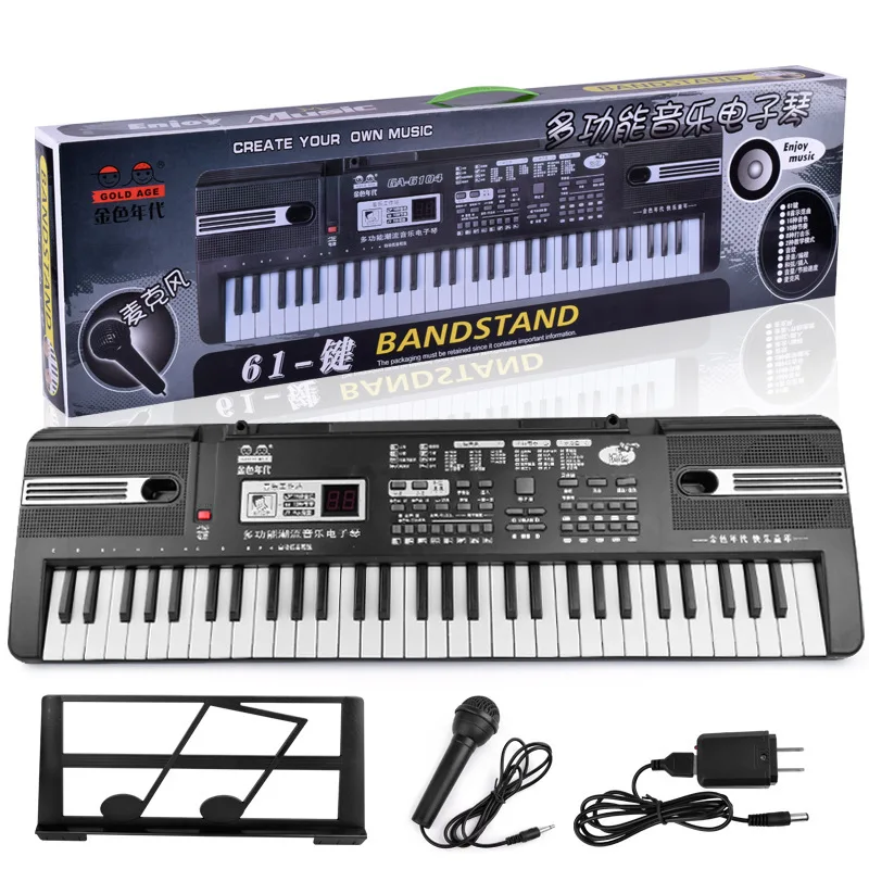 

Children Multi-functional 61 Key Electronic Keyboard with Microphone Model Plug Music Piano Musical Instrument Toy