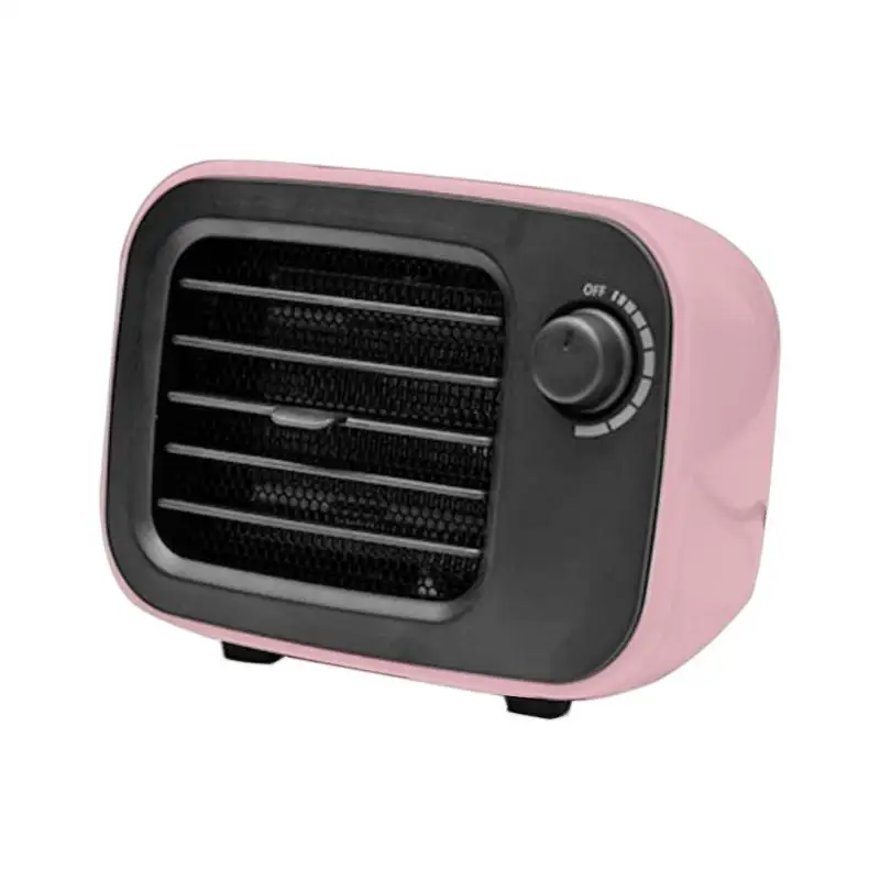 Регулируемый Электрический зимний обогреватель Ретро PTC керамический нагревательный термостат Настольный обогреватель для домашнего офиса ЕС/США - Цвет: Розовый