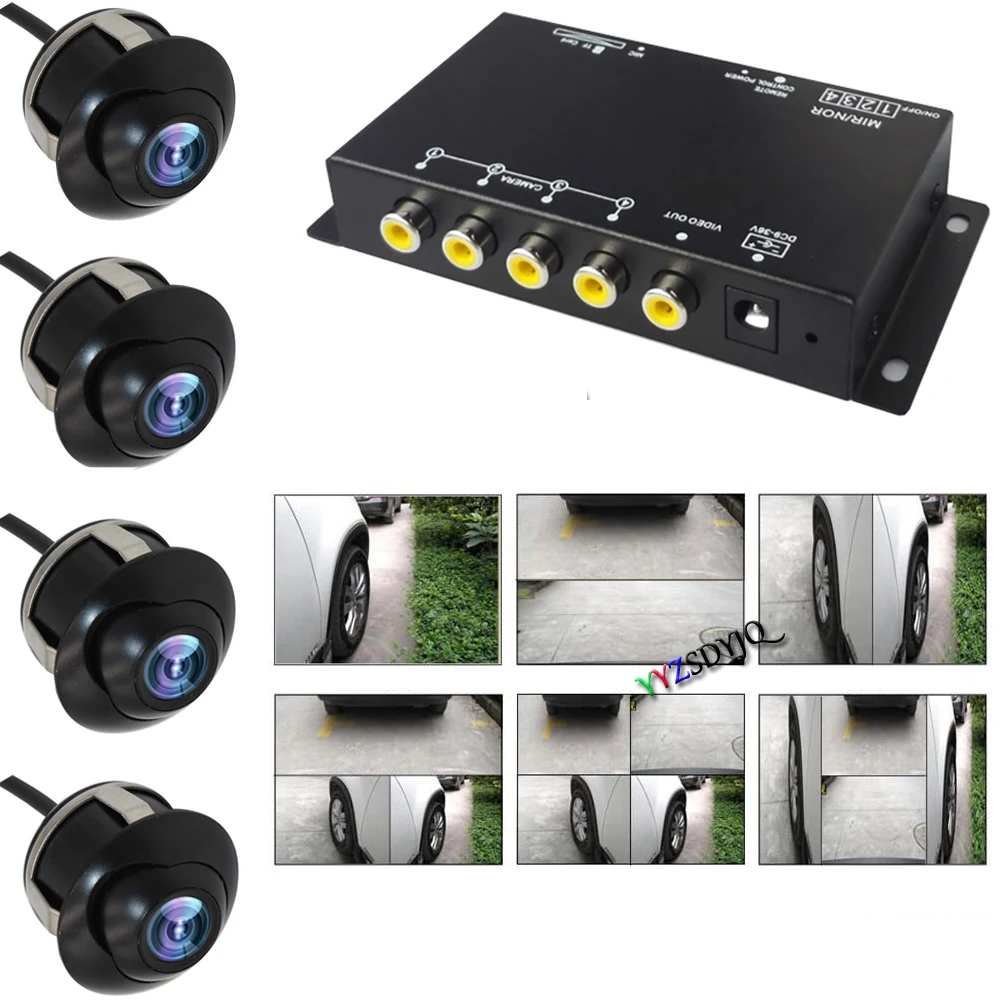 

Панель панорамного обзора 4 камеры, передняя/задняя/правая/левая, 360 °, мониторинг видеомагнитофона, пульт управления