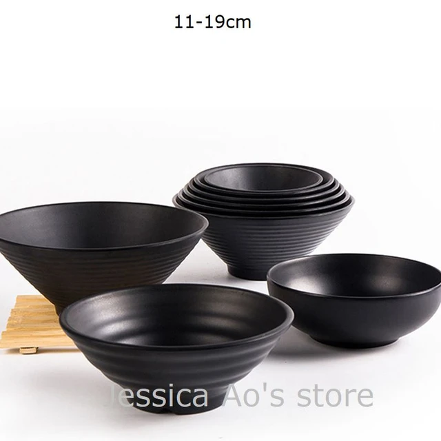 11-19cm Black Large Noodles Bowl Kitchen Salad Bowl Plastic Mixing Bowl Set  Melamine Dinnerware Thick Big Soup Bowl - Bowls - AliExpress