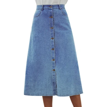 

Denim Skirt Ladies Women's Blue Stretch Denim Maxi Women's Stretch Denim Above Knee Summer Jeans Acid Wash Denim Short Mini Sk