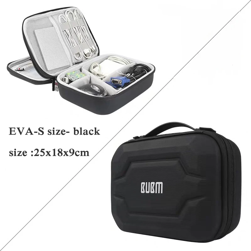 BUBM чехол-органайзер для гаджета, сумка для цифрового хранения, органайзер для электроники, для зарядных устройств, кабелей, жесткого диска, iPad Mini, защитный чехол - Цвет: EVA Black