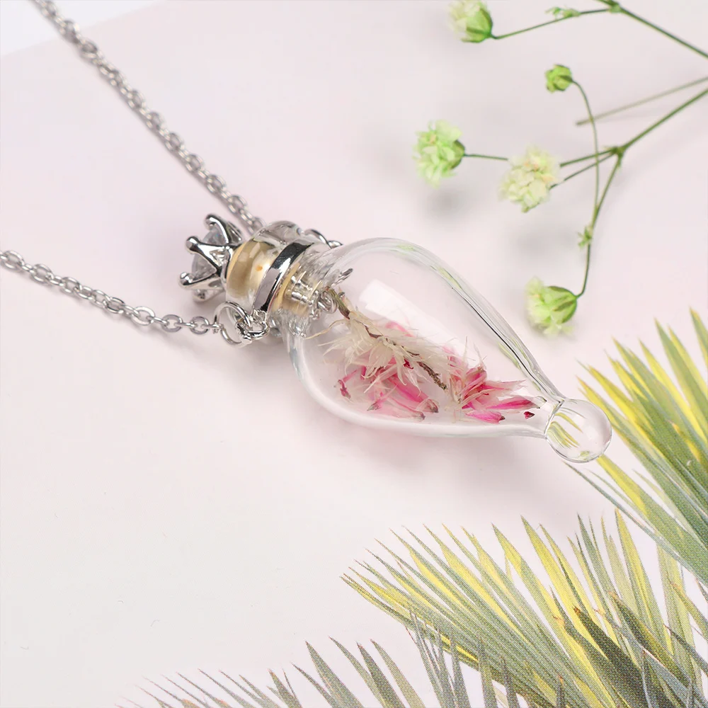 1PC Clear Heart Bottle Essential Oil Pendant Murano Glass Perfume Necklaces Stainless Steel Chain Perfumes For Women