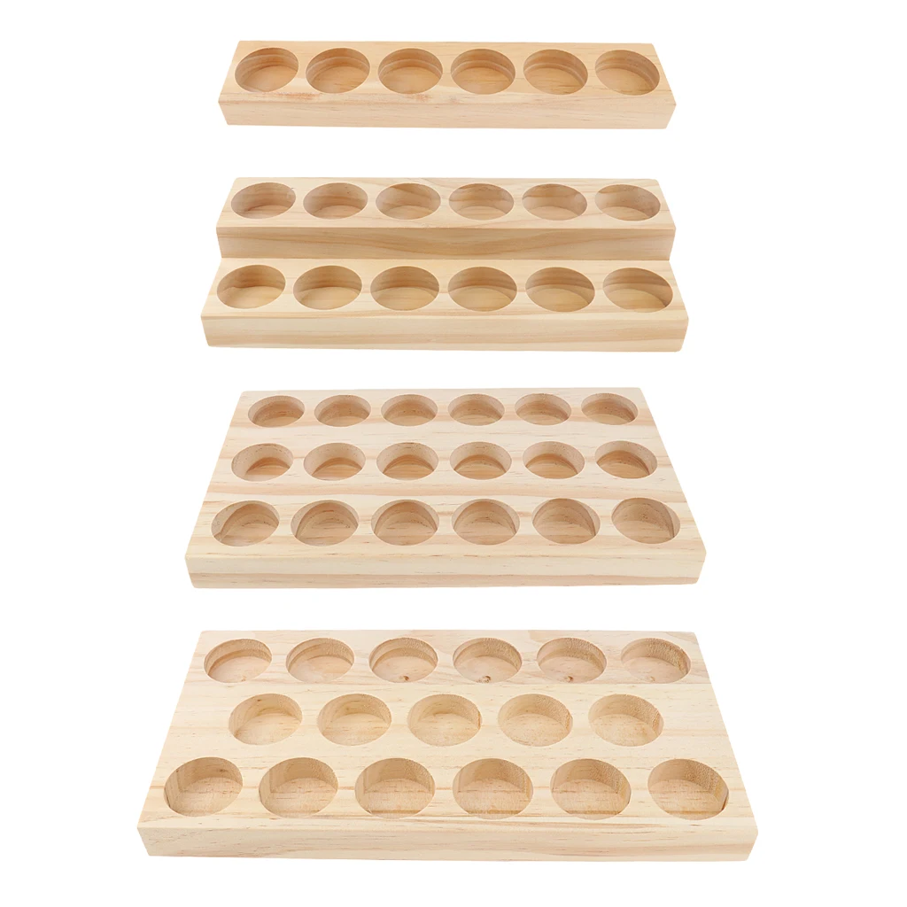 MagiDeal Natural Wood Essential Oil Display Storage Rack Stand Holder Organizer