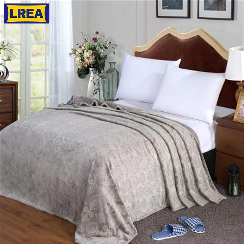 

LREA grey embossing fabric throw blanket плед for bedding heavy cover on the bed home decor Warm Sheets Easy Wash