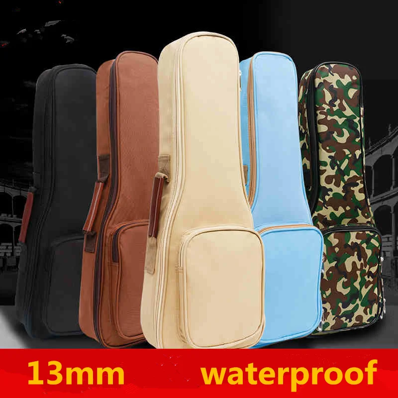

13mm Colorful Waterproof Soprano Concert Ukulele Bag Case Backpack 21 23 24 26 Inch Ukelele Beige Mini Guitar Accessories Gig