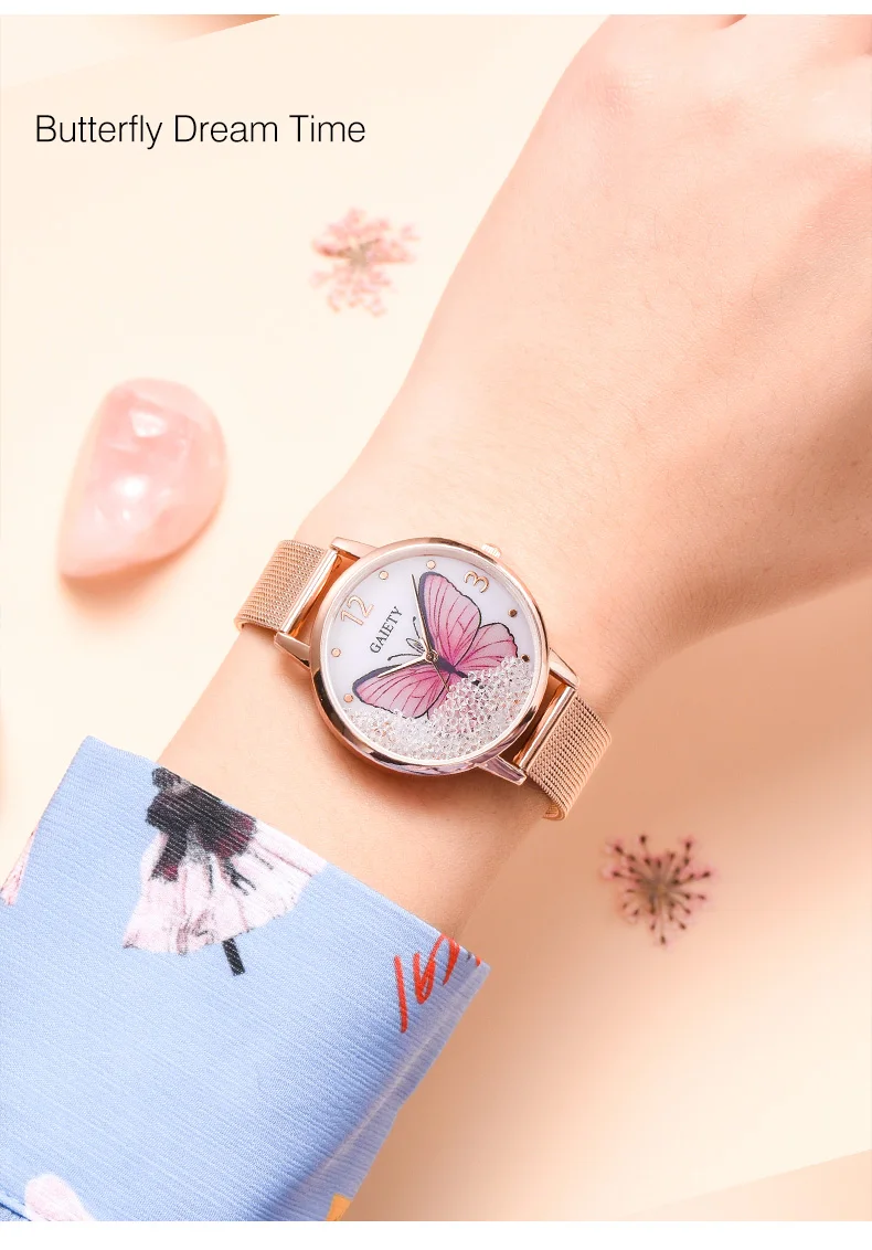 Женские часы, люксовый бренд, Reloj, Бабочка, наручные часы, модные, кварцевые, для девушек, сетка, сплав, ремень, водонепроницаемые часы, подарок, Reloj Muje